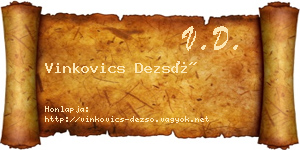 Vinkovics Dezső névjegykártya